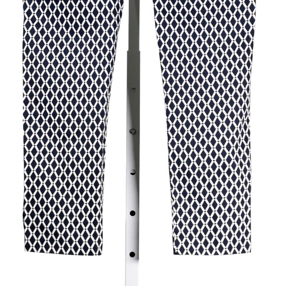 H&M Women's Pants Navy Blue White Geometric Stretch Skinny Pockets Trousers 4 - Picture 8 of 8